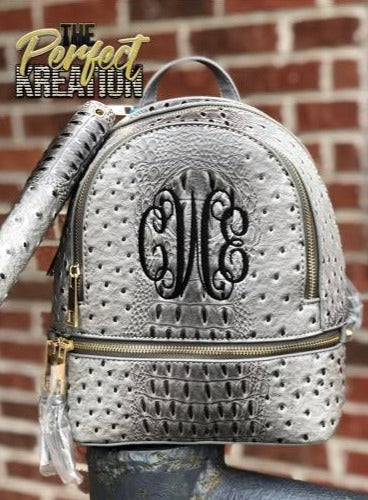 Dark Grey Backpack Purse with Matching Wallet image 1