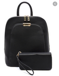 Black Backpack Purse with Matching Wallet image 0