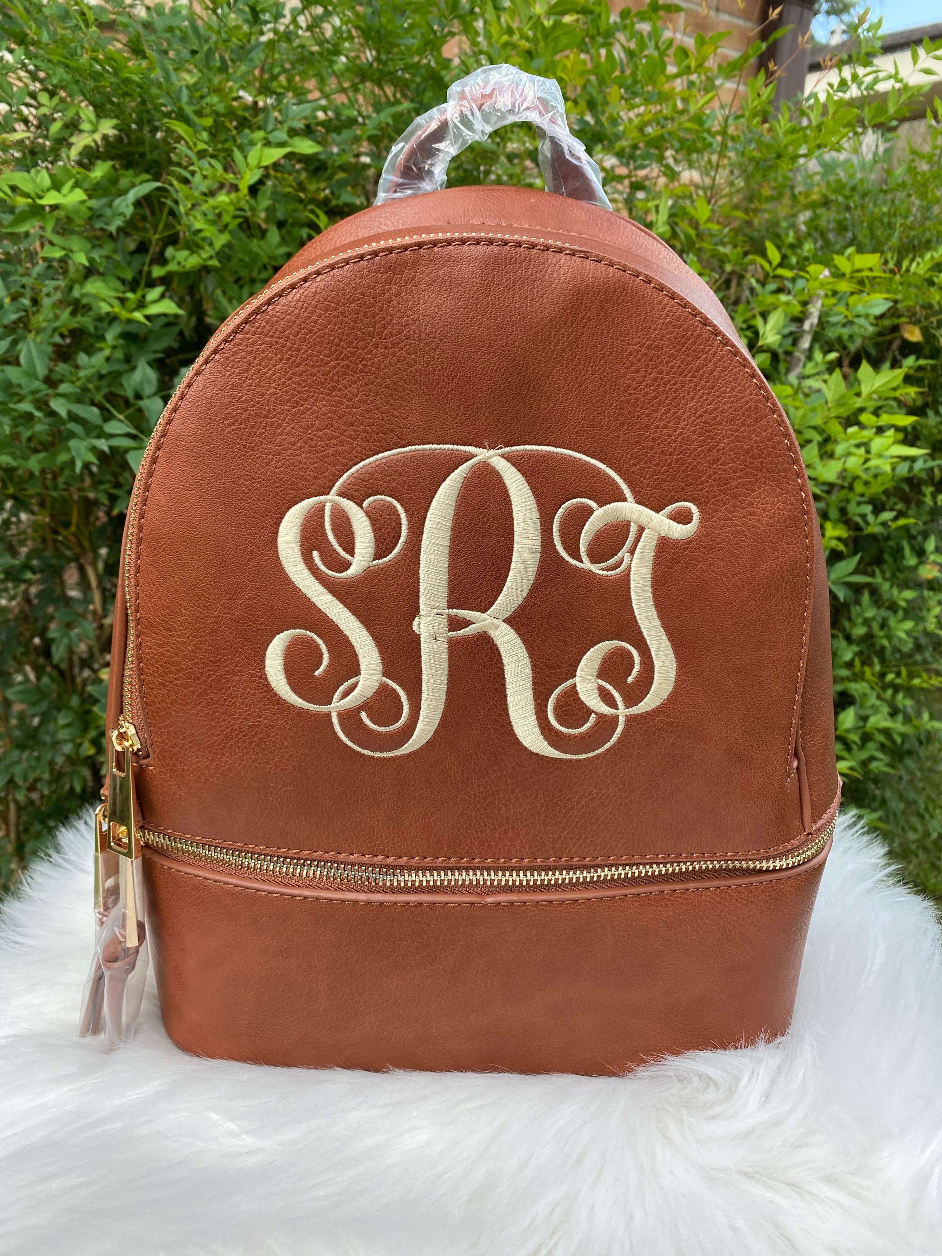 Solid Chocolate Backpack Purse with Matching Wallet image 1