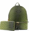 Olive Backpack Purse with Matching Wallet image 0