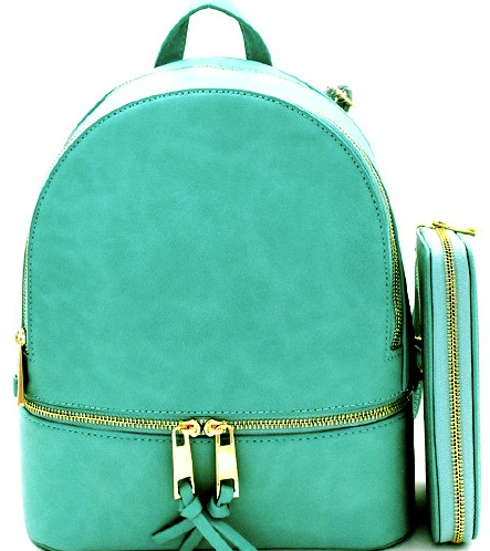 Turquoise Backpack Purse with Matching Wallet image 0