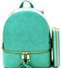 Turquoise Backpack Purse with Matching Wallet image 0