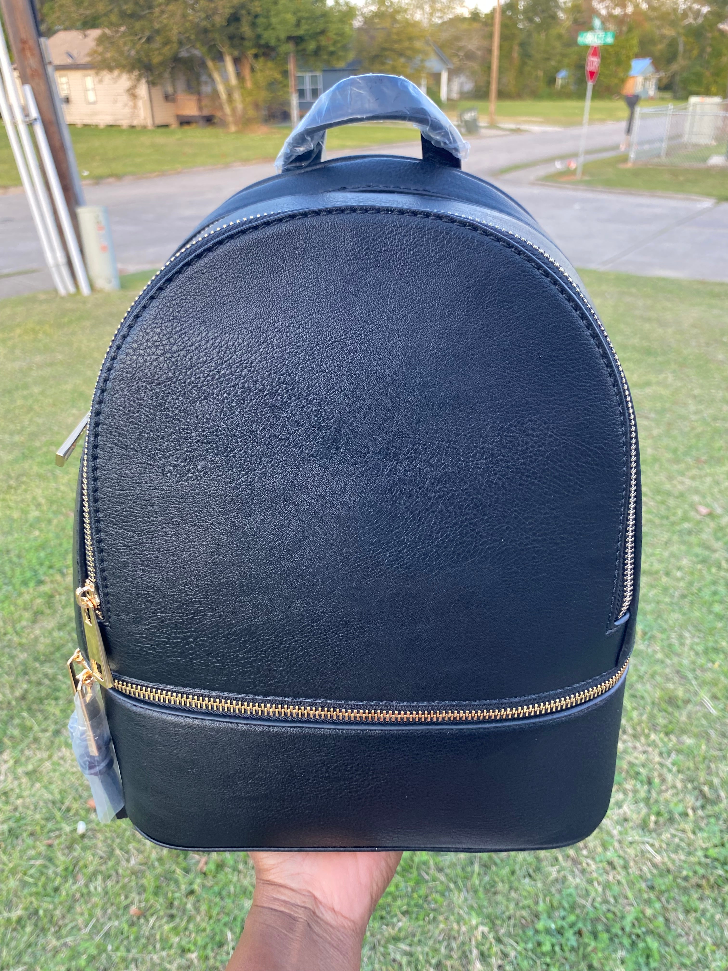 Solid Navy Blue Backpack Purse with Matching Wallet image 0