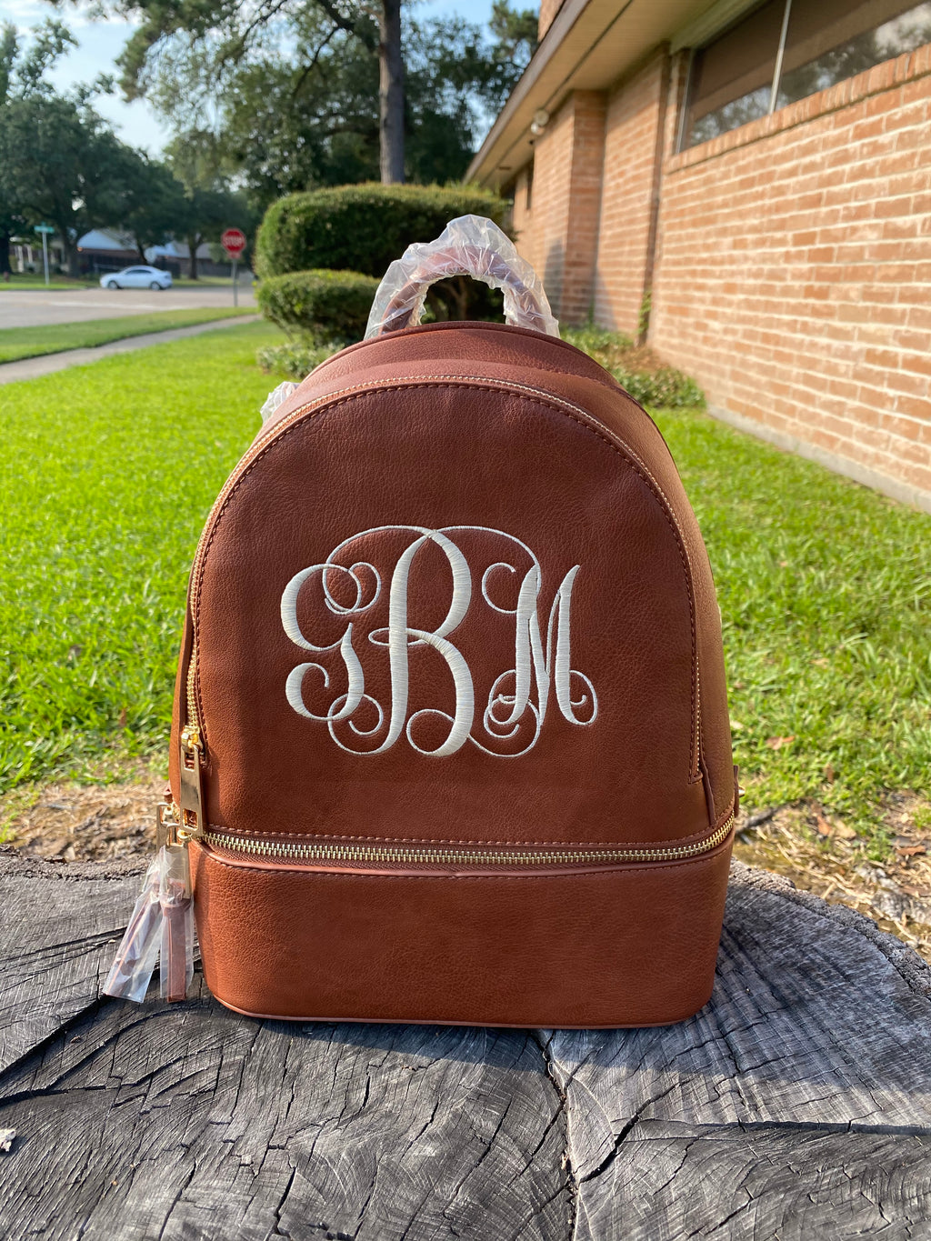 Solid Chocolate Backpack Purse with Matching Wallet image 2