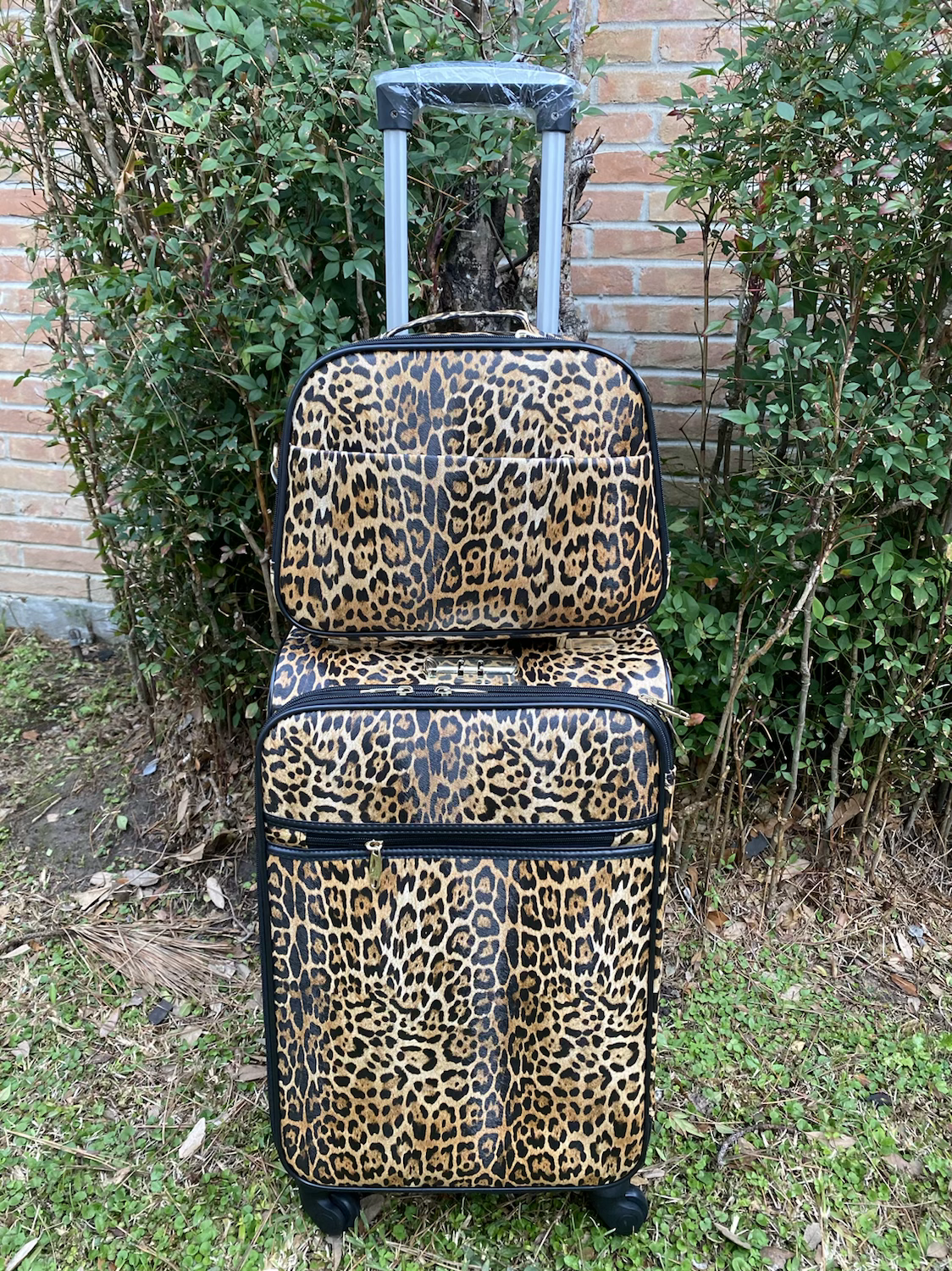 Tan Leopard 2 Pc. Luggage Set with Free Monogram image 0