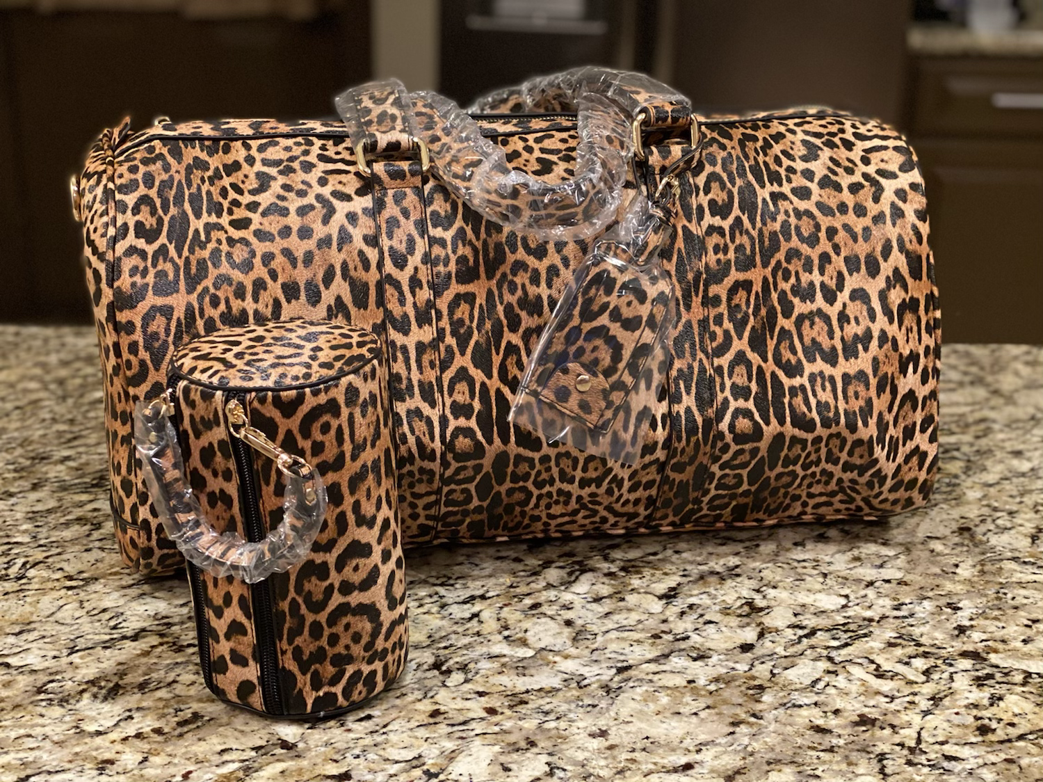 Tan Leopard Duffle Bag with Free Monogram image 0